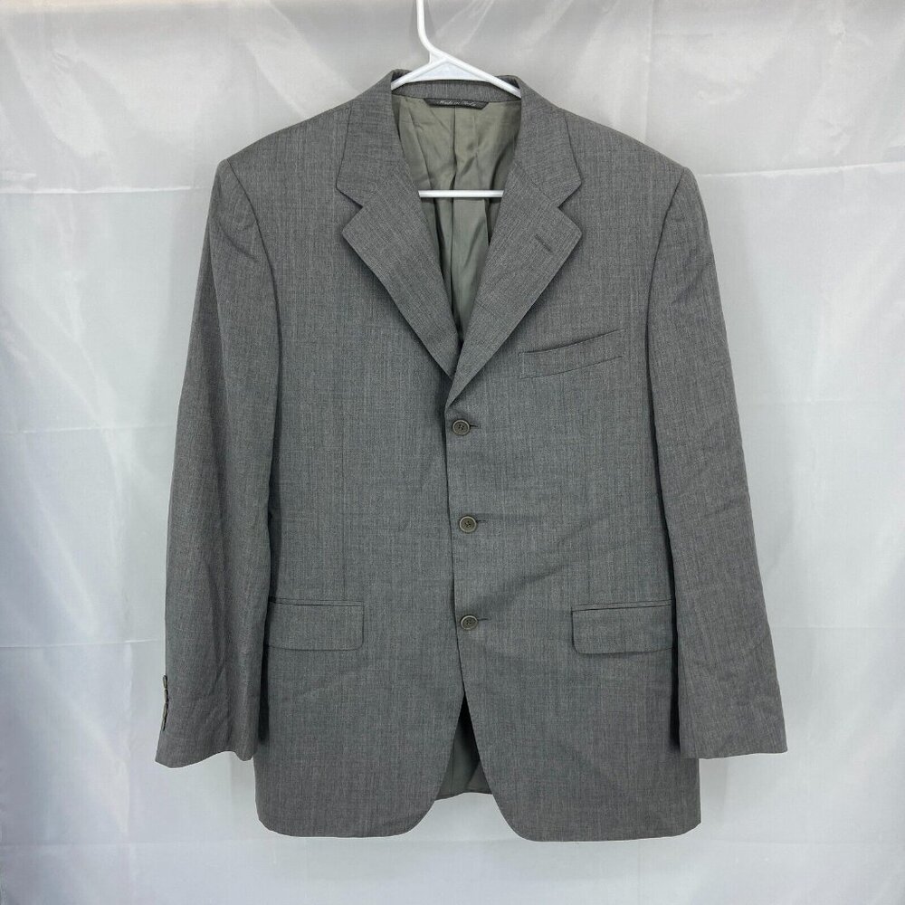 Canali Men 50R US 40R Suit Jacket 3 Button Blazer Sport Coat Gray Career Italy